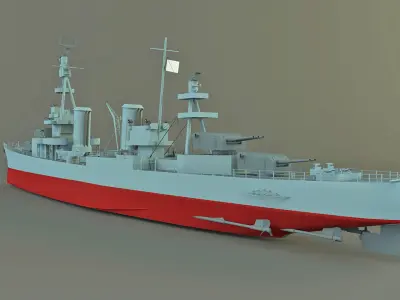 USS Pensacola CA-24 cruiser 1941 warship 3D model