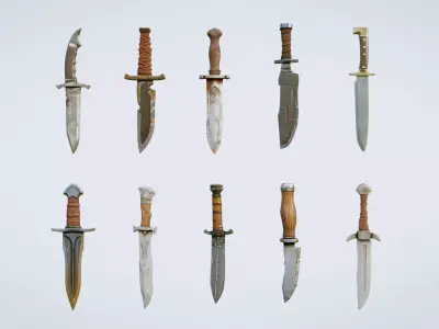 Knives Collection High Quality 3D Models Pack Low-poly 3D model