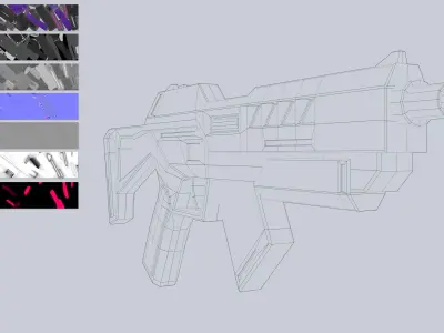 Cyberpunk gun Low-poly 3D model