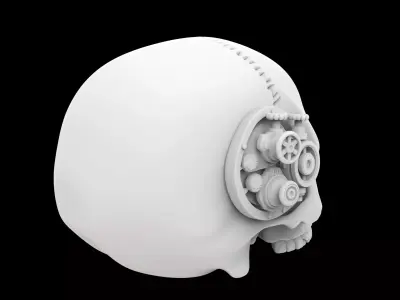 Half Steampunk Skull 3D Print Model 3D print model