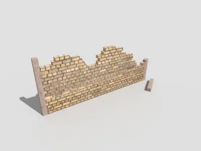 low poly broken wall Low-poly 3D model