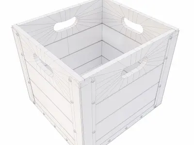 Wooden crate box  Low-poly 3D model