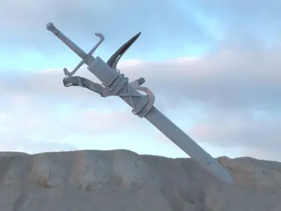 Thin sword in scabbard  3D model