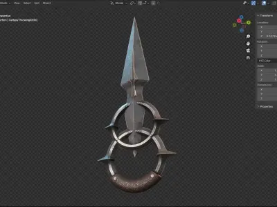 Fantasy Throwing Knife 2  Low-poly 3D model