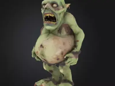 Zombie Dwarf 3D Model Realistic Horror Sculpture Free 3D print model