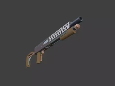 Model of a pump-action shotgun for games post-apocalypse Low-poly 3D model