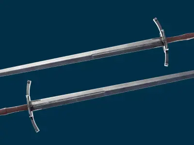 bastard sword Low-poly 3D model
