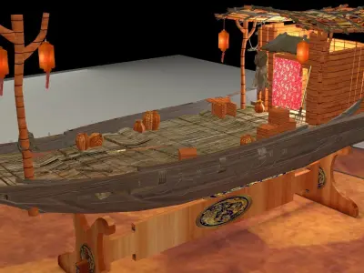 Chinese fishing boat 3D model buy