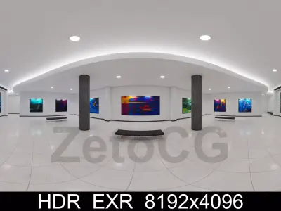 HDRI - Art Museum Gallery Interior 3 - 8192x4096 Texture