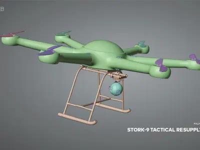 Stork-9 Tactical Resupply Drone Animated 3D model