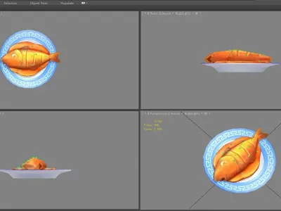 Cartoon Food-Braised Fish Low-poly 3D model
