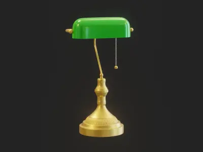 Cartoon Banker Lamp Subdivision Ready for Film Low-poly 3D model