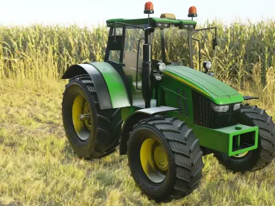 Modern Heavy Agriculture Tractor Low-poly 3D model