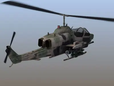 AH-1W Cobra Helicopter Gunship 3D Game Model Low-poly 3D model