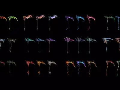 36 - Fantasy Scythes Collection 3D Model Pack