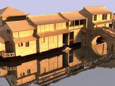 Chinese ancient building town  3D model