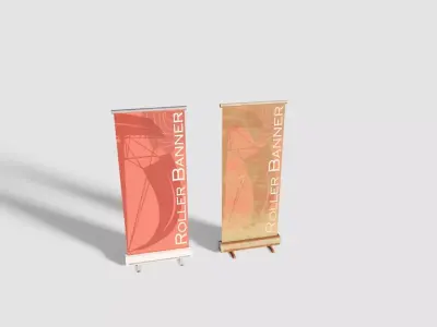 Rollup Banner with clean and dirty pbr textures Low-poly 3D model
