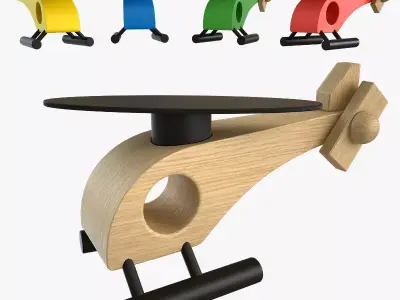 Wooden Helicopter Toy Set Low-poly 3D model