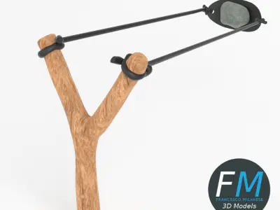 Slingshot 2 wooden stick 3D model