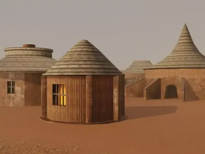 Desert Village Landscape 3D model purchase