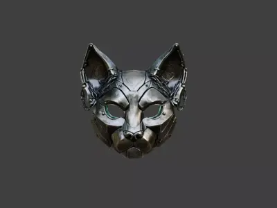 Ironclad Cat Mask Low-poly 3D model