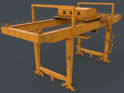 PBR Rail Mounted Gantry Crane RMG V1 - Yellow Dark Low-poly 3D model