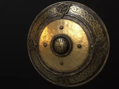 Nordic style shields Low-poly 3D model