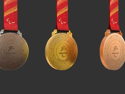 The winter of 2022 Beijing paralympic games medal Olympic medal 3D model