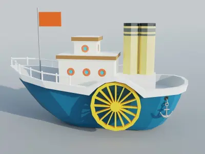 Steamboat boat Low-poly 3D model