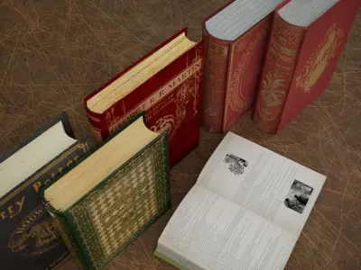 Set of books Low-poly 3D model