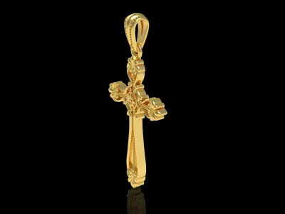 Floral Design Cross Pendant 3D print model