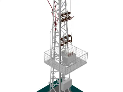 Cable Feeded 952 Tower Transformer Station Free 3D model