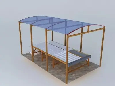 Hydroponics bench with tiles Fiber Cement 3D model