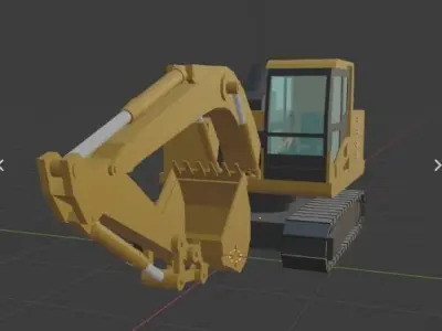 Low poly 3D model heavy construction equipment 5 piece set Low-poly 3D model