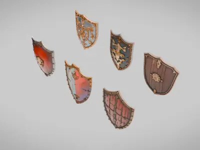 Shields Pack Collection Low-poly 3D model