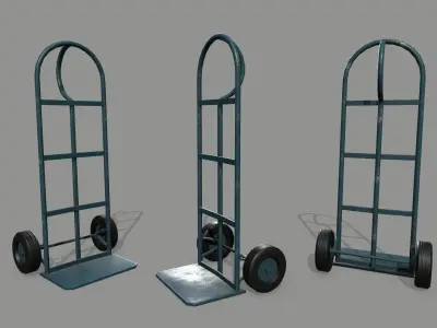 Trolley hand truck with wheels Low-poly 3D model