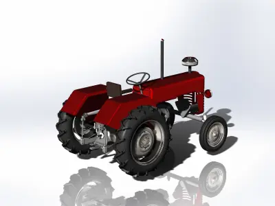 Rural Shiny Metal Tractor 3D Project Free 3D model