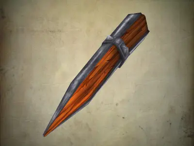 Spike Low Poly wooden sword with metal handle Low-poly 3D model