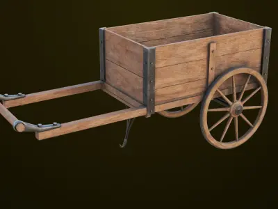 Wooden Vendor Cart01 All PBR Unity UE Textures Included Low-poly 3D model