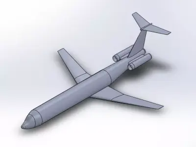 Fictional Twin Rear Engine Jetliner DC-9-80 Inspired series 3D model