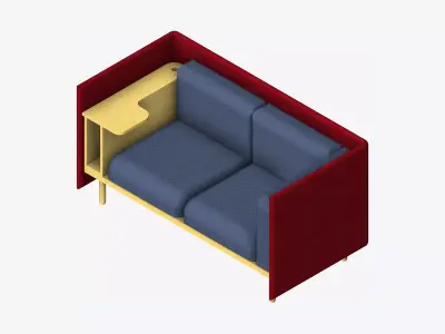 Sofa - Contemporary - Flame - Small Work Shelf - Left Low-poly 3D model purchase