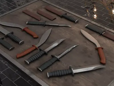 Combat Knife Collection Free low-poly 3D model