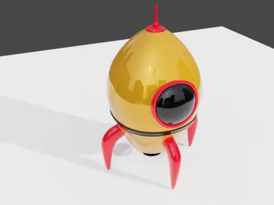 cartoonistic rocket Low-poly 3D model