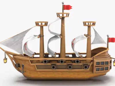 Cartoon Ship V2 Low-poly 3D model