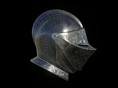 Medieval Metal Helmet with Ornaments 3D model