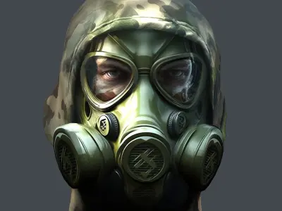 Gas mask helmet 3d model military combat Low-poly  Low-poly 3D model 5