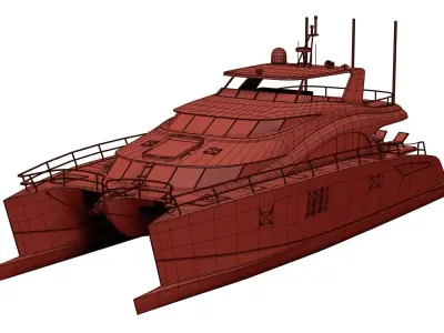 Large luxurious catamaran 3D model