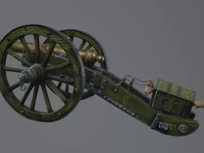 field gun Low-poly 3D model