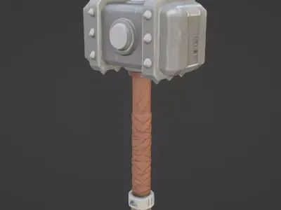 Battle Hammer Low-poly 3D model get