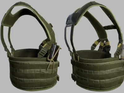 Tactical Vest Low-poly 3D model 2